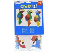 KALANKA-FE159 Kits pompons perroquets - Paquet de 5, carte auto-adhésive avec artisanat de pompons colorés