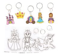 KALANKA-FE298 Porte-clés de princesse en plastique rétrécissant - Paquet de 8, créez vos propres porte-clé pour les arts et l'artisanat pour enfants