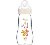 Kalanka-Feel Good Biberon En Verre (260 Ml), Bouteille De Lait Avec Large Ouverture, Gourde Solide Pour Bébé Avec Tétine Taille 1, Dès La Naissance, Lapin/Renard