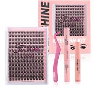 Kalanka-Fenshine Lot De 2 Extensions De Cils Ndivisual À Tige Large Et Courbure C/D, Longueurs 9 À 16 Mm Pour Usage Personnel À La Maison (Mélange De 9 À 16 Mm, Courbure C/D, Kit T02 Avec Dissolvant)