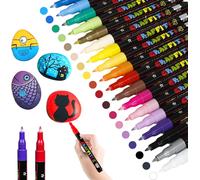 Kalanka-Feutre Acrylique Pour Galet, 18 Couleurs Marqueur Peinture Feutres Acryliques Etanche Permanents Pour Graffiti,Oeuf,Céramique,Toile,Porcelaine,Bois,Papier Noir--0.7 Mm Pointe Fine