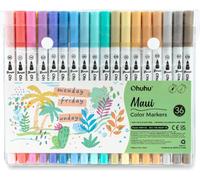 KALANKA-Feutre Coloriage, 36 Couleurs Pastel Feutres Double Pointe Fine et Pinceau pour Mandala Calligraphie Dessin Esquisse Livre de Coloriage, Non-toxique