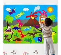 KALANKA-Feutre Story Board Set 37 Pcs Préscolaire Dinosaure Contes Flanelle Conseil Apprentissage Précoce Jeu Kit Éducatif Suspendu Jouets D'enseignement Cadeau d'anniversaire pour Les Tout-Petits