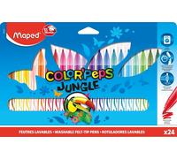 KALANKA-- Feutres Jungle Color`Peps - 24 Feutres de Coloriage - Lavables et Résistants au Séchage - Pointe Moyenne Bloquée - Couleurs Vives - Idéal Fournitures Rentrée Scolaire - Pochette Carton
