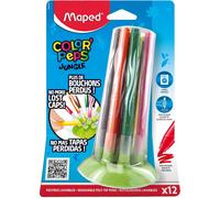 KALANKA-- Feutres Jungle Innovation - 12 Feutres de Coloriage lavables et Résistants au Séchage - Pointe Moyenne Bloquée - Système de Rangement Pop Up Compact - La fin des bouchons perdus !