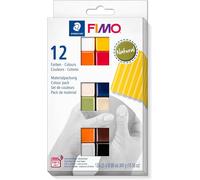 KALANKA-FIMO Soft, Assortiment de 12 demi-pains de pâte FIMO aux couleurs naturelles assorties, Pâte à modeler durcissant au four et facile à démouler, 8023 C12-4
