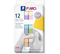 KALANKA-FIMO Soft, Assortiment de 12 demi-pains de pâte FIMO aux couleurs pastel assorties, Pâte à modeler durcissant au four et facile à démouler, 8023 C12-3, Pastels