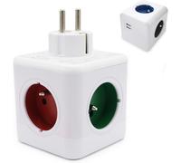 KALANKA-FISHTEC - Cube Multiprise USB - 4 Fiches Colorées et 2 Ports USB - Stickers d'Identification 4 Couleurs - Cube Multiprise Secteur - sans Fil - pour Prises Murales, Multiprises, etc.