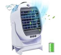KALANKA-FISHTEC Mini Climatiseur Mobile - Brumisateur et Rafraîchisseur d'Air - Ventilateur Portable Rechargeable USB - 3 Vitesses - Silencieux - 2 Réservoirs d'eau - Rotation à 360° - Sans évacuatio