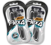 KALANKA-Flex 4 - 6 Rasoirs Jetables pour Homme avec 3 Lames et Bande Lubrifiante pour un Rasage Précis et Doux, Lot de 2 Blisters de 3