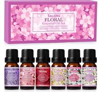 Kalanka-Floral Huiles Essentielles, 6x10ml 100% Huile Essentielle Bio Pour Diffuseurs, Humidificateurs, Massage, Lavande, Rose, Jasmin, Camomille, Gardénia, Fleurs De Cerisier