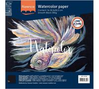 Kalanka-Florence Papier Aquarelle Lisse - 30,5 X 30,5 Cm - Noir - 5 Feuilles - 300 G/M² - Sketchbook Pour Le Dessin, La Calligraphie Et La Peinture À L'aquarelle