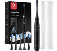 Kalanka-Flow Travelgo Brosse ¿¿ Dents ¿¿Lectrique, 5 Modes Avec Sensitive, Brosse ¿¿ Dents ¿¿Lectrique Sonique, 180 Jours Autonomie, Minuterie Et Rappel 30s, 6 Brossettes Et ¿¿Tui Voyage -Noir Set