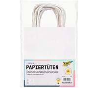 KALANKA-folia 21800 - Lot de 20 sacs en papier kraft - 18 x 8 x 21 cm - Blanc - Pour bricoler, décorer et offrir