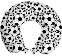 Kalanka-Football Oreiller Cervical De Voyage, Monochrome Balles Garçons, Accessoire En Mousse À Mémoire Pour Voyage, 30 Cm X 30 Cm, Noir Blanc Blanc