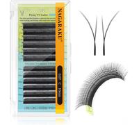 Kalanka-Fox Yy Cils 4d Oblique Flying Y Pointes Doubles Pré-Fanés Doux Légers Naturels Volume Cils Premade Fans Bouquet Prefait Ventilateur Wispy Eyelash Avec Effet Eyeliner Noir Mat (0.07 C 10mm)