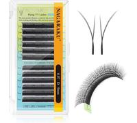 Kalanka-Fox Yy Cils 4d Oblique Flying Y Pointes Doubles Pré-Fanés Doux Légers Naturels Volume Cils Premade Fans Bouquet Prefait Ventilateur Wispy Eyelash Avec Effet Eyeliner Noir Mat (0.07 D 9mm)