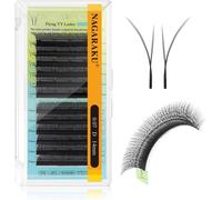 Kalanka-Fox Yy Cils 4d Oblique Flying Y Pointes Doubles Pré-Fanés Doux Légers Naturels Volume Cils Premade Fans Bouquet Prefait Ventilateur Wispy Eyelash Avec Effet Eyeliner Noir Mat (0.07 D 14mm)