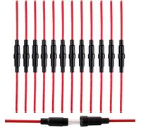 Kalanka-Fularr® 12pcs Professionnel 5x20mm Voiture Verre Tube Porte-Fusible, 32v 20a Porte-Fusible De Type À Vis En Ligne, Avec 16 Awg Fils ¿¿ Noir