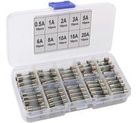 Kalanka-Fularr 150pcs 5x20mm Professionnel Voiture Verre Tube Fusible, Fast-Souffler Fusibles Set Avec Transparent Plastique Boîte, Rapide Coup Verre Fusibles Assorties Kit 0.5a 1a 2a 3a 5a 6a 8a 10a