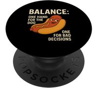 Kalanka-Funny Hotdog Balance Citation National Saucisse Humour 4 Juillet Popsockets Popgrip Adhésif