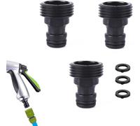 KALANKA-(G 3/4) Pouce Jardin Raccords de Tuyau, 3 Pièces Raccord de Robinet Kit, Nouvel Noir Double Scellé Mâle Robinet Adaptateur, avec 3 Pièces Rondelles, pour Rapide Connexion Eau Pistolet Tuyau