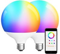 KALANKA-G120 LED E27 Ampoule Globe 15W, Compatible avec Alexa (appareils Echo requis), ¿ 120mm, Changement de Couleur, Température de Couleur 4000k, 150W Équivalent, CRI>95+(2 pièces)