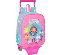 KALANKA-GABBY'S DOLLHOUSE CONFETTI - Sac à dos de crèche avec chariot, idéal pour les enfants de différents âges, confortable et polyvalent, qualité et résistance, 22 x 10 x 27 cm, Rose/Turquoise, M