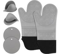 KALANKA-Gants de Four,Maniques,Set de 6 Silicone Gants de Cuisine, résistant à la Chaleur jusqu'à 230 °C - pour BBQ Grillage Pâtisserie Four de Cuisson