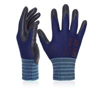 KALANKA-Gants de jardinage FN320, Adaptation 3D confortable et extensible, Super agrippants, Mousse de nitrile durable, Nylon fin et léger, Lavables en Machine; Bleu Marine 8 (M) 1 Paire