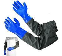 KALANKA-Gants d'étang, 70 cm Gants en Caoutchouc Imperméables, Reusable Pond Gloves, Gloves with Fabric Lining, pour Aquarium, Pêche, Jardinage, Machines, l'Industrie (Bleu)