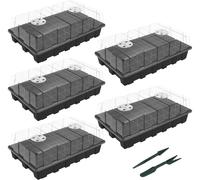 Kalanka-Gardzen Lot De 5 Kits De Propagation De Jardin, Plateaux De Semences Avec 200 Cellules, Plateau De Démarrage De Graines Avec Dôme Et Base, 38,1 X 22,9 Cm (40 Cellules Par Plateau)