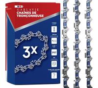 KALANKA-GARLAVIE Lot de 3 chaînes de tronçonneuse 20 cm \u2013 3/8"" LP, 1,1 mm, 40 maillons \u2013 Chaîne de remplacement compatible DUC254, Oregon 90PX040X & tronçonneuses compactes