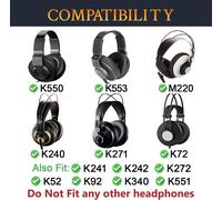 KALANKA-Gel de Refroidissement Mousse Coussin Coussinets pour AKG Pro Audio K52 K72 K92 M220 K240 K241 K242 K271 K272 K340 K550 K551 K553 S MKII MK2 écouteurs