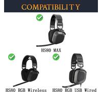KALANKA-Gel de Refroidissement Mousse Coussin Coussinets pour Corsair HS80 MAX/HS80 RGB USB Wired/HS 80 RGB Wireless Gaming Casques avec Mousse d'isolement de Bruit à Haute densité