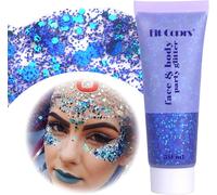 Kalanka-Gel Paillettes Pour Corps, Visage Et Cheveux - 50ml Liquide Holographique Pour Maquillage Sirène, Noël, Pâques, Lèvres (Bleu Foncé)