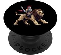 Kalanka-Gladiator Riding Lion Pixel Art Design Blocky Jeu Vidéo Popsockets Popgrip Adhésif