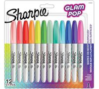 Kalanka-Glam Pop Marqueurs Permanents Pointe Fine Pour Des Détails Audacieux Couleurs Assorties 12 Feutres Marqueurs