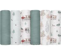 Kalanka-Gllquen Lot De 6 Langes En Mousseline Pour Bébé, 70 X 70 Cm, Absorbantes Et Respirantes, Idéales Pour Nettoyer, Essuyer Et Couvrir Les Nouveau-Nés (Forêt De Noël)