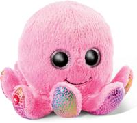 KALANKA-Glubschis : Le Poulpe en Peluche Poli Original de 14 cm - Peluches Animaux de la mer pour Les Amateurs de Jouets Tout Doux, Doudou Pieuvre Rose aux Yeux Scintillants à câliner et pour Jouer
