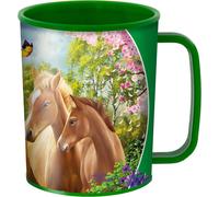 KALANKA-Gobelet - Verts pâturages de Deluxebase. Gobelet Art Lenticulaire Chevaux 3D. Gobelets en plastique de 300 ml pour enfants illustrations originales licence artiste renommé Michael Searle