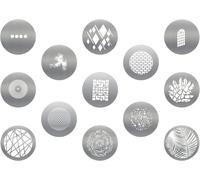 KALANKA-GOBO Set pour Optique snoot en Alliage d'aluminium Bowens Mount 13 Cartes Graphiques Gobos,plaques métalliques avec Motifs Creux,Accessoires Photo pour Godox Soonpho AMBITFUL(Group I)