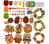 Kalanka-Gommettes Automne Activites Manuelles Pour Enfants 6 Pièces Kits De Loisirs Créatifs Bricolage En Feutre Hibou Avec Feuille Automne Et Autocollant De Diamant Halloween