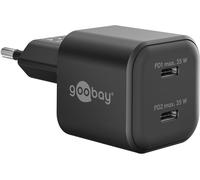 KALANKA-Goobay USB-C¿ PD GaN Dual Fast Charger Nano 35W Noir, avec 2 Ports, Chargeur Compact pour téléphone Portable, Tablette, Appareil Photo, Adaptateur de Voyage, 75333