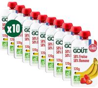 Kalanka-Good Goût - Gourdes Fraise Banane - Purée Bébé - Dès 4 Mois - 50% Banane, 50% Fraise - Sans Sucres Ajoutés - Fabriqué En France - 10x120g