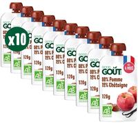 Kalanka-Good Goût - Gourdes Pomme Châtaigne - Purée Bébé - Dès 4 Mois - 80% Pomme, 19% Châtaigne - Sans Sucres Ajoutés* - Fabriqué En France - 10x120g
