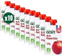 Kalanka-Good Goût - Gourdes Pomme Gala - Purée Bébé - Dès 4 Mois - 99,9% Pomme Gala - Sans Sucres Ajoutés - Fabriqué En France - 10x120g