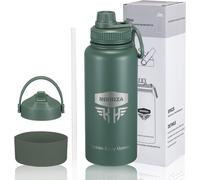 Kalanka-Gourde Isotherme 32 Oz (950 Ml) ¿ Sans Bpa ¿ Acier Inoxydable Double Paroi ¿ 2 Couvercles Étanches ¿ Garde Boissons Chaudes Et Froides ¿ Sport, Bureau, Voyage,Vert Forêt