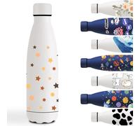 Kalanka-Gourde Isotherme, 500ml Gourde Enfant, Bouteille Isotherme Avec Étoile, Bouteilles Isothermes, Double Paroi Isolante, Bouteille D'eau Anti Fuite, Thermos Pour École, Bureau, Voyage, Blanc