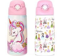 Kalanka-Gourde Isotherme Pour Enfant Avec Paille,Acier Inoxydable - 500 Ml- Sans Bpa - Anti-Fuite - Bouteille D'eau Isotherme Pour L'école, La Maternelle¿Licorne+Prince¿